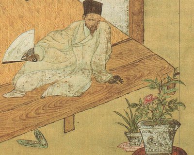 The Close-Up of the Picture Titled Taking a Rest After Reading Books is to be a Self-Portrait of the Painter Jeong Seon by Jeong Seon